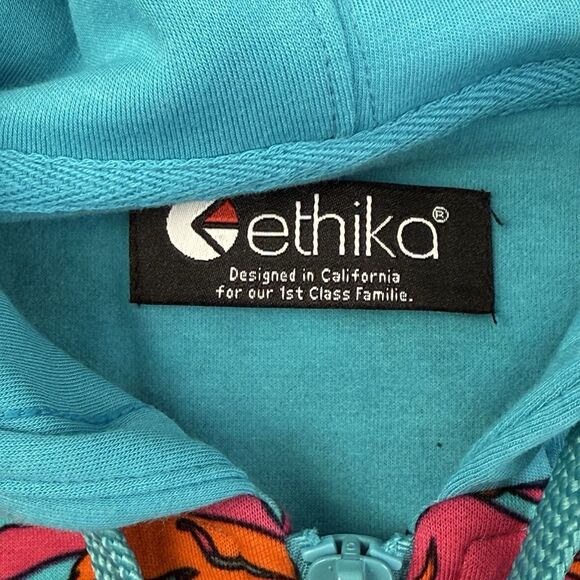 Ethika Abstract Camo Full Zip Hoodie Men XL Pink Orange Blue Full Zip Jacket - Picture 8 of 14